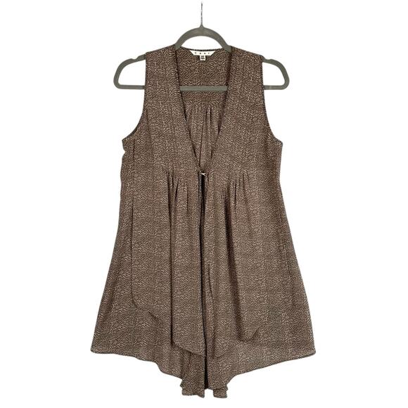 CAbi Sleeveless Tunic Vest Size XS Brown Sheer Chiffon Cascading Lagenlook #365 - Picture 1 of 7